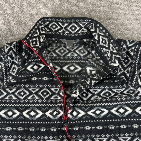 Eddie Bauer Black White Fleece 1/4 Zip Pullover Jacket Sweater Aztec Womens XL - Picture 5 of 9